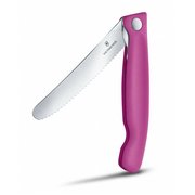 Нож кухонный Victorinox Swiss Classic (6.7836.F5B) стальной для овощей лезв.110мм серрейт. заточка розовый блистер 