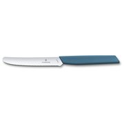  Нож кухонный Victorinox Swiss Modern (6.9006.11W2) стальной столовый для томатов лезв.110мм серрейт. заточка синий 