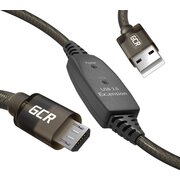  Кабель активный Greenconnect GCR-53813 USB 2.0 AM/microB 10.0m черно-прозрачный 