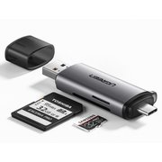  Кардридер UGreen CM184 (50704) USB-C TF + SD Card Reader серый 