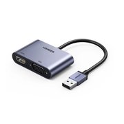 Адаптер UGreen CM449 (20518) USB 3.0 to HDMI+VGA Card 1080P серый 
