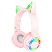  УЦ Наушники bluetooth полноразмерные Borofone BO18 Cat ear, pink (плохая упаковка) 