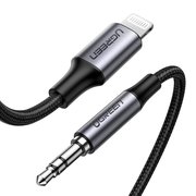 Кабель UGreen US315 (70509) Lightning to 3.5mm Aux Cable Aluminum Shell в оплетке 1 м черный 