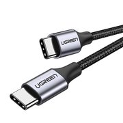  Кабель круглый UGreen US261 (50150) USB 2.0 C M/M Round Cable Nickel Plating Aluminum Shell 1 м серо-черный 