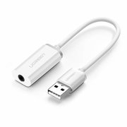  Кабель UGreen US206 (30712) USB A Male to 3.5 mm Aux Cable белый 