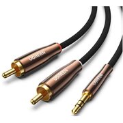  Кабель UGREEN AV170 80847 3.5mm Male to 2*RCA Copper Case Braided Aux Cable 2m Black/Dark Copper 