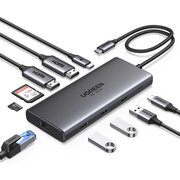  Кабель UGREEN CM639 (15534) Revodok Pro 10-in-1 8K 30Hz 2*HDMI with PD Converter Gray 