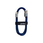  Кабель Perfeo U4903 USB2.0 A вилка - USB Type-C вилка черно-синий 1м 
