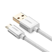  Кабель UGREEN US290 60151 USB 2.0 A to Micro USB Cable Nickel Plating Aluminum Braid 1m White 