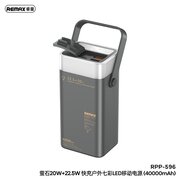  Аккумулятор внешний резервный REMAX RPP-596 Fluorite 20W+22.5W PD+QC Outdoor Colorful LED Fast Charging Power Bank 40000mAh серый 