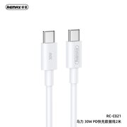  Дата-кабель REMAX RC-C021 Marlik 30W PD Fast Charging Data Cable C-C 2M Тype-C to Type-C белый 