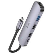  Адаптер HOCO HB27 Type-C multi-function converter HDTV+USB3.0+USB2.0*2+PD серый 