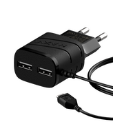  СЗУ Maxvi TCM-202MB 2A, microUSB, 2xUSB-A, black 