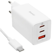 СЗУ Baseus GaN5 Pro CCGP120202 Fast Charger 2C+U 65W EU Cable Type-C to Type-C 1m White 