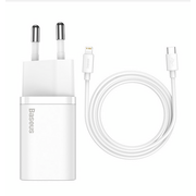  СЗУ Baseus Super Si TZCCSUP-B02 Quick Charger 1C 20W EU Sets Cable Type-C to iP 1m White 