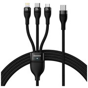  Кабель Baseus Flash Ⅱ(CASS030201) One-for-three Fast Charging Type-C to M+L+C 100W 1.5m Black 