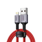  Кабель UGREEN US293 80635 USB-A to Lightning Cable Aluminum case + Nylon braided 1m Red 