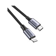  Кабель UGREEN US304 60760 USB-C to Lightning M/M Cable Aluminum Shell Braided 1,5 m Grey 