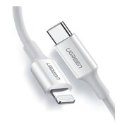  Кабель UGREEN US171 60748 USB-C to Lightning M/M Cable Rubber Shell 1.5m White 
