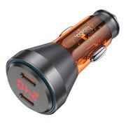  АЗУ HOCO NZ12C Graceful PD60W(2C) car charger with digital display оранжевый 