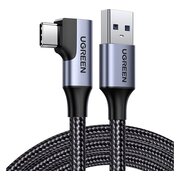  Кабель UGREEN US385 20299 USB-A Male to USB-C Male 3.0 3A 90-Degree Angled Cable 1m Black 