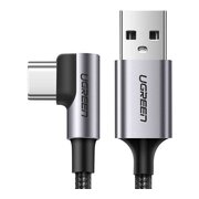  Кабель UGREEN US284 50942 Angled USB-C Male To USB2.0 A Male 3A Data Cable 90°Angle 2m Space Gray 