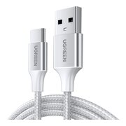  Кабель UGREEN US288 60131 USB-A 2.0 to USB-C Cable Nickel Plating Aluminum Braid 1m White 