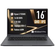  Ноутбук Machcreator Prime X16 (JB0C19001RU) 16" AMD Ryzen 5 7535HS 16 ГБ DDR5 1 ТБ SSD AMD Radeon 660M Windows 11 Pro серый металлик 1.73 кг 
