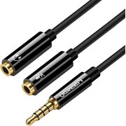  Кабель UGREEN AV141 30620 3.5mm male to 2 Female Audio Cable ABS Case Black 