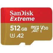  Карта памяти microSDXC SanDisk Extreme SDSQXAV-512G-GN6MA 512GB Class 10, UHS-I, W130, R 190 МБ/с, адаптер на SD 