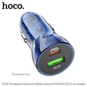  АЗУ HOCO Z47A Transparent Discovery Edition dual port PD30W+QC3.0 голубой 