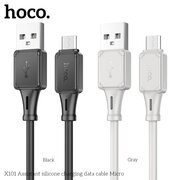  Дата-кабель HOCO X101 Assistant silicone charging micro 1м (черный) 