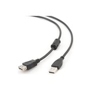  Кабель удлинительный Bion BXP-CCF-USB2-AMAF-018, USB 2.0 A-A (m-f), позолоченные контакты, ферритовые кольца, 1.8м, черный 