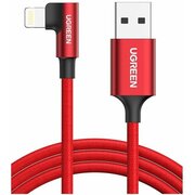  Кабель UGREEN US299 60555 USB-A to Angled Lightning M/M Cable With Braided 1m Red 