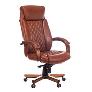  Кресло руководителя Бюрократ T-9924Walnut/Chok светло-коричневый Leather Eichel кожа крестов. металл/дерево 
