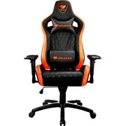  Кресло игровое COUGAR Armor S CUARMS на колесиках, искусственная кожа, черный/оранжевый 