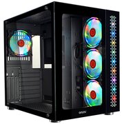  Корпус Ginzzu V530 RGB подсветка, контроллер CRC10, 4* 12R6 FAN 12CM RGB закаленное стекло 1*USB 3.0,1*USB 2.0, AU ATX 