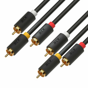  Кабель аудио Greenconnect GCR-51821 3.0m 3хRCA/3хRCA gold черный 