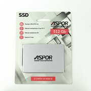  SSD Aspor 4656754799378 2.5" 512GB SATA3 (TLC, SM2259XT2, R/W 520/470MB/s, Metal case) 