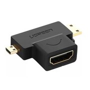  Адаптер UGREEN HD129 20144 Micro HDMI + Mini HDMI Male to HDMI Female Adapter Black 