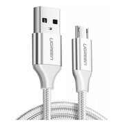  Кабель UGREEN US290 60151 USB 2.0 A to Micro USB Cable Nickel Plating Alu Braid 1m Silver 