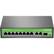  Коммутатор неуправляемый Digma DSP208G-2G-1S-T120 (L2) 10x1Гбит/с 1SFP 8PoE 8PoE+ 120W 