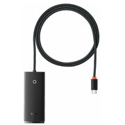  Адаптер/переходник Baseus Lite (WKQX030401) 4-Port Type-C HUB Adapter (Type-C to USB 3.0*4 ) 1m Black 
