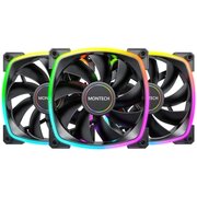  Вентилятор Montech AX120 ARGB (AX120 PWM Black 3 in 1) 120х120x25 черный 4-pin (упак. 3шт) Ret 