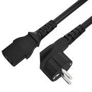  Кабель питания Greenconnect GCR-54368 Евровилка угловая - С13 3*0,5mm 1.5m черный 