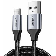  Кабель UGREEN US290 60148 USB 2.0 A to Micro USB Cable Nickel Plating Alu Braid 2m Grey/Black 