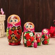  Матрёшка 5-ти кукольная "Катя" ягоды , 12-13 см, ручная роспись. (6032601) 