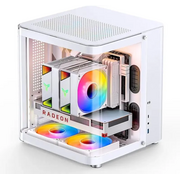  Корпус JONSBO TK-1 2.0 White без БП, боковая панель из закаленного стекла (панорама), mini-ITX, micro-ATX, белый 