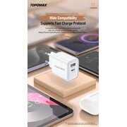  СЗУ TOPOMAX TTC-F202AC PD 25W, QC18W, USB-A, USB-C белый 