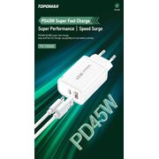  СЗУ TOPOMAX TTC-F203AC PD 45W, QC18W, USB-A, USB-C белый 
